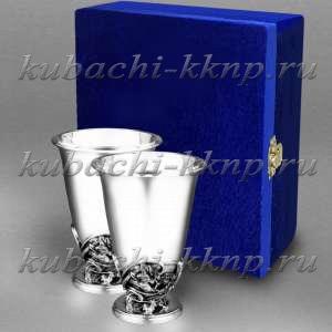 Набор из двух серебряных стаканов с оригинальной ножкой - ст041-2