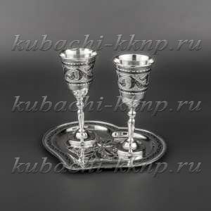 Серебряный набор рюмок «Сердце» - нр03