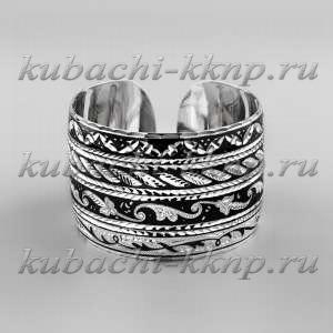 Серебряный браслет Кубачи с это узором - БР146 Серебряный браслет Кубачи с это узором - БР146