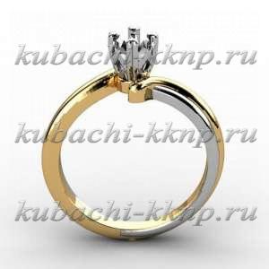 Нежное золотое кольцо с одним фианитом - Yuv - 1161