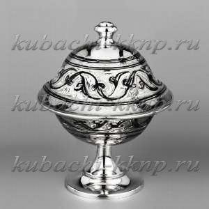 Серебряная икорница с крышкой 