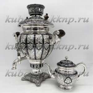 Серебряный самовар электрический с чайником 