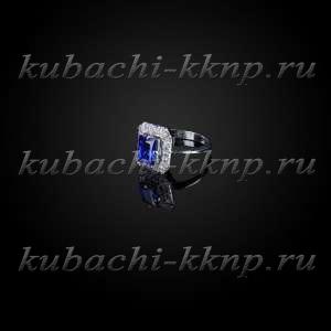 Серебряное кольцо Кубачи с фианитами под сапфир - к810