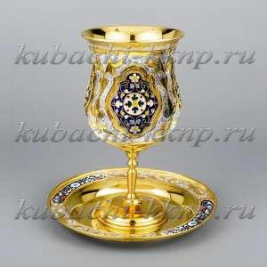 Серебряный бокал с блюдцем 