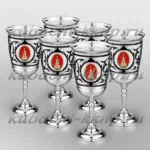 Набор серебряных фужеров «Кремлевский» - ф0013-6 Набор серебряных фужеров «Кремлевский» - ф0013-6