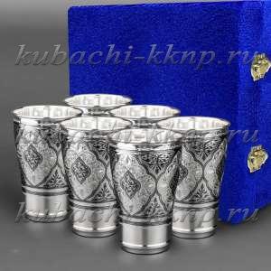 Набор из шести больших серебряных стаканов - ст010-6