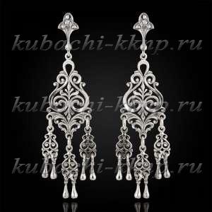 Серебряные длинные висячие серьги  Серебряные длинные висячие серьги