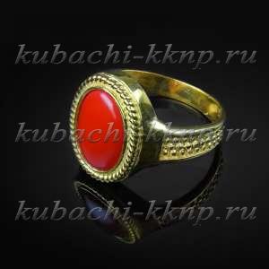 Серебряное кольцо с искусственным кораллом 