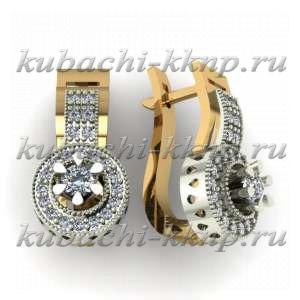 Классические золотые серьги с фианитами - 00048-2e