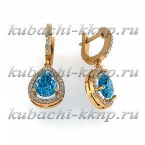 Серьги золотые с фианитами 