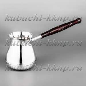 Глянцевая серебряная турка (джезва) для кофе, 277 мл - т008 Глянцевая серебряная турка (джезва) для кофе, 277 мл - т008