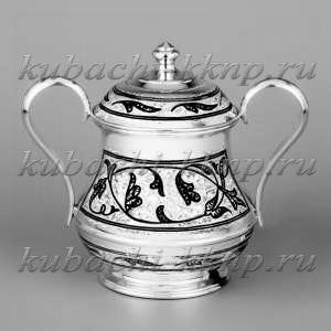 Серебряная сахарница с ручками  Серебряная сахарница с ручками