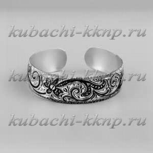 Серебряный браслет Кубачи с цветочным узором - БР56 Серебряный браслет Кубачи с цветочным узором - БР56