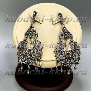 Висячие серьги ажурные Герцогиня из серебра 925 пробы - вс58 Висячие серьги ажурные Герцогиня из серебра 925 пробы - вс58