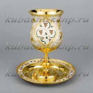 Серебряный бокал с блюдцем - ф090