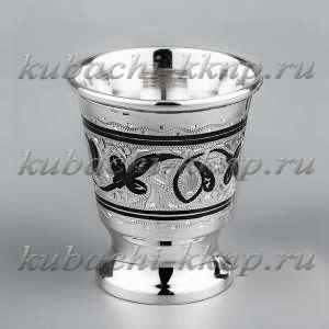 Серебряная стопка с капельками чернения на ножке - СТП058