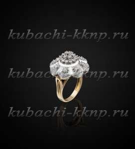 Золотое кольцо с бриллиантами из золота двух цветов - ан555 Золотое кольцо с бриллиантами из золота двух цветов - ан555