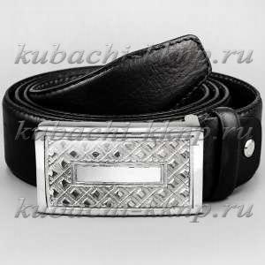 Мужской ремень с серебряной пряжкой 