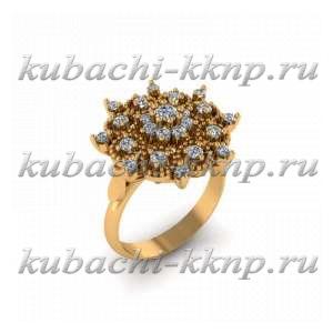 Золотое кольцо с фианитами 