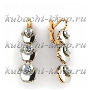 Серьги из золота с тремя глазками - 00053-1e