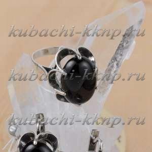 Серебряное кольцо с агатом в оправе 