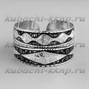 Серебряный браслет Кубачи с геометрическими узорами - БР158 Серебряный браслет Кубачи с геометрическими узорами - БР158