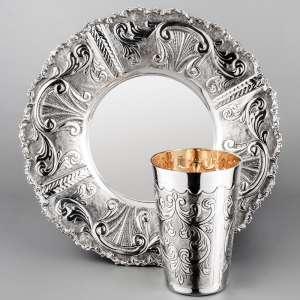 Серебряный стакан с блюдцем - ст067