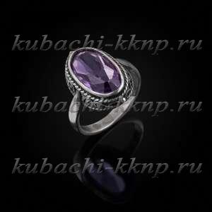 Серебряное кольцо с камнем в оправе под искусственный топаз - Ag-к-24