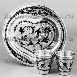 Серебряный стопки на сердечке - нс06