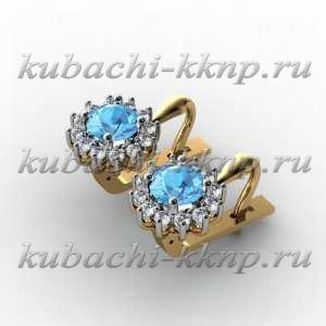 Золотые серьги с фианитами под топаз - 00046-2e