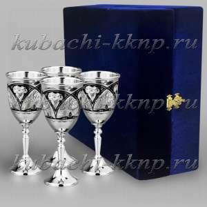 Набор из четырех серебряных рюмок на 50 мл - р050-4