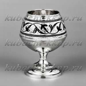 Коньячный серебряный бокал от кубачинских мастеров - бк0009