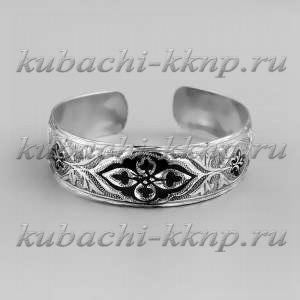 Жесктий серебряный браслет с изящным узором - БР80 Жесктий серебряный браслет с изящным узором - БР80