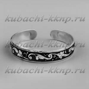 Жесткий серебряный браслет с тоненьким орнаментом - БР14 Жесткий серебряный браслет с тоненьким орнаментом - БР14
