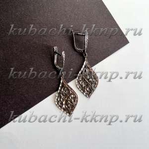 Висячие серьги резные Кубачи Сказка - Ag-вс-21 Висячие серьги резные Кубачи Сказка - Ag-вс-21