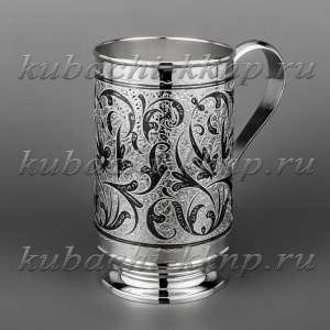 Серебряная пивная кружка с круглой ручкой, 730 мл - кр067 Серебряная пивная кружка с круглой ручкой, 730 мл - кр067