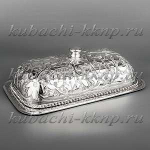 Серебряная масленка без чернения с гравировкой - мс04