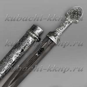 Серебряный кинжал с глубокой авторской гравировкой - кн43