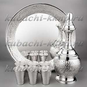 Серебряный водочный набор для питья «Соты» - вс022