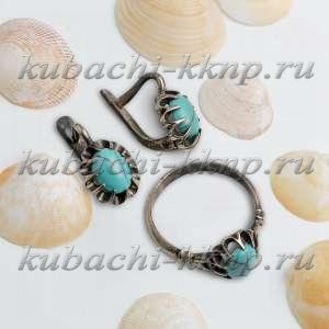 Кольцо из серебра с искусственной бирюзой - Ag-к55