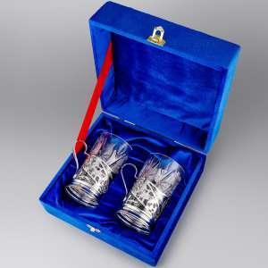 Серебряный подстаканник с чернью - пд009-2