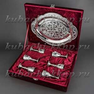 Набор рюмок из серебра на подносе - нр02