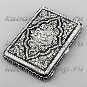 Серебряный портсигар с оксидировкой  