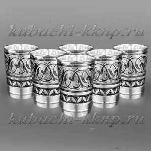 Набор из шести оригинальных серебряных стаканов - ст119-6