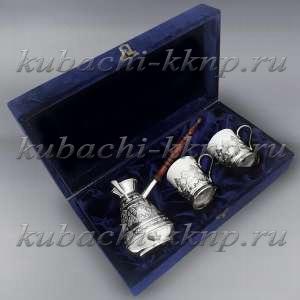 Набор кофейный - Турка и два кофейных подстаканника 