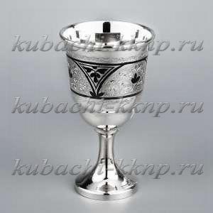 Серебряная рюмка на низкой ножке для крепких напитков - Р091