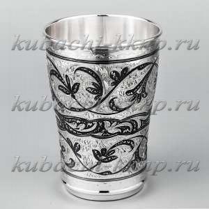 Большой серебряный стакан для воды или сока - СТ010а