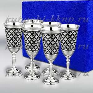 Набор из шести изящных рюмок с чернением - бк027-6