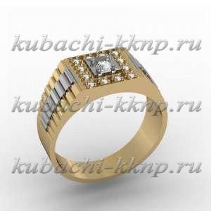 Строгое мужское золотое кольцо с фианитами - Yuv - 1227 Строгое мужское золотое кольцо с фианитами - Yuv - 1227