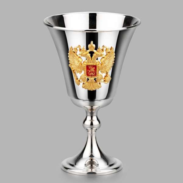 Бокал из чистого серебра с гербом России, Ф142